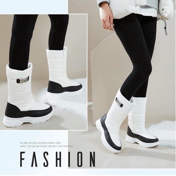 Mid Calf Waterproof Winter Snow Boots Warm Faux Fur Lined - Picture 6 of 6